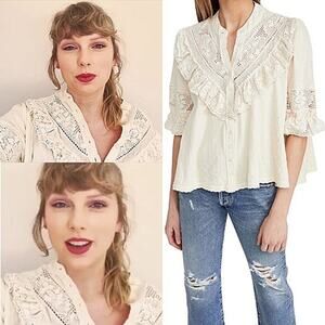Free People Walk in the Park Top - Cream- S - New